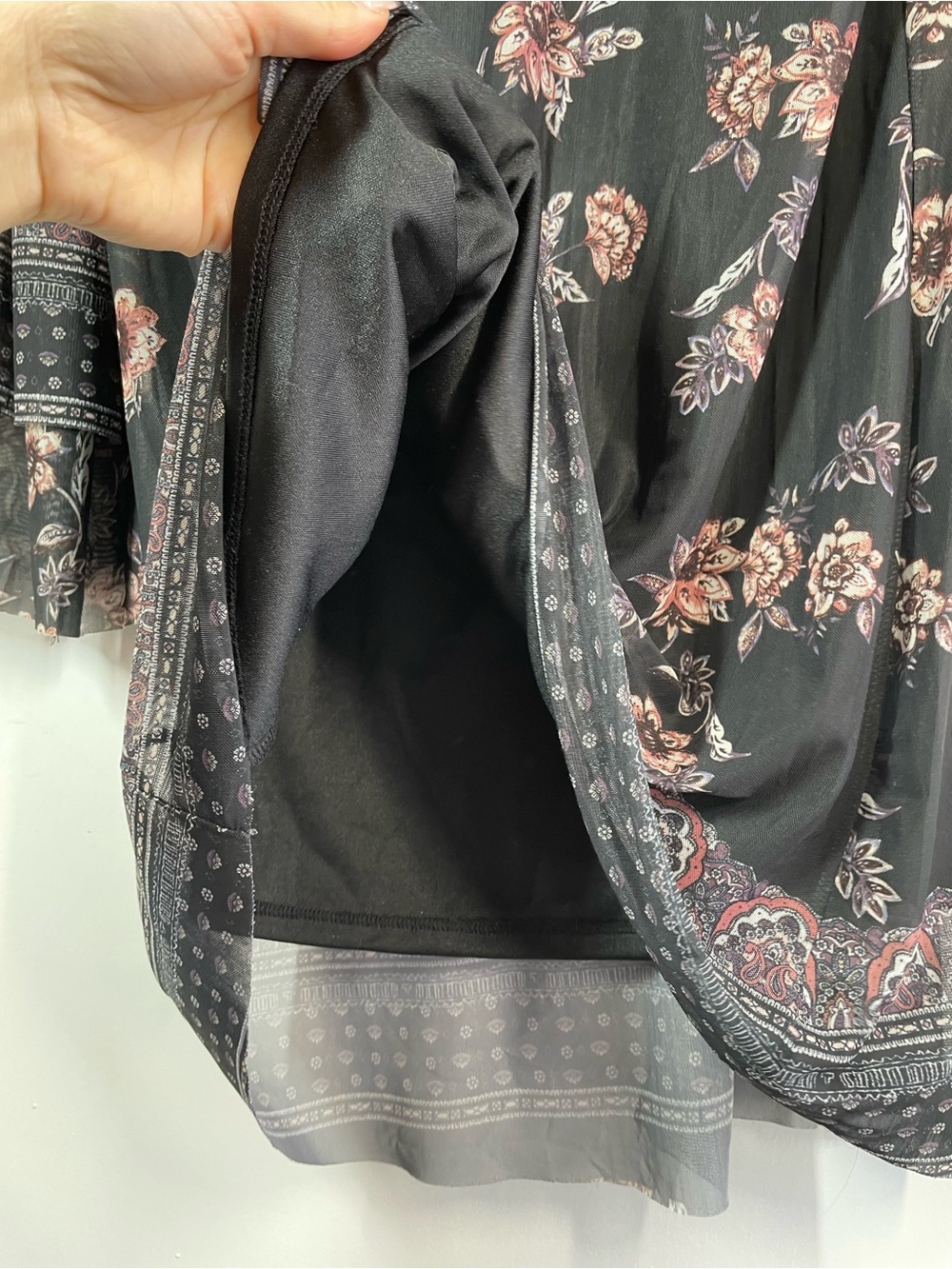 Style & Co Floral Bell Sleeve Dress Black Large Boho Cottagecore Chic Whimsigoth - Picture 10 of 12